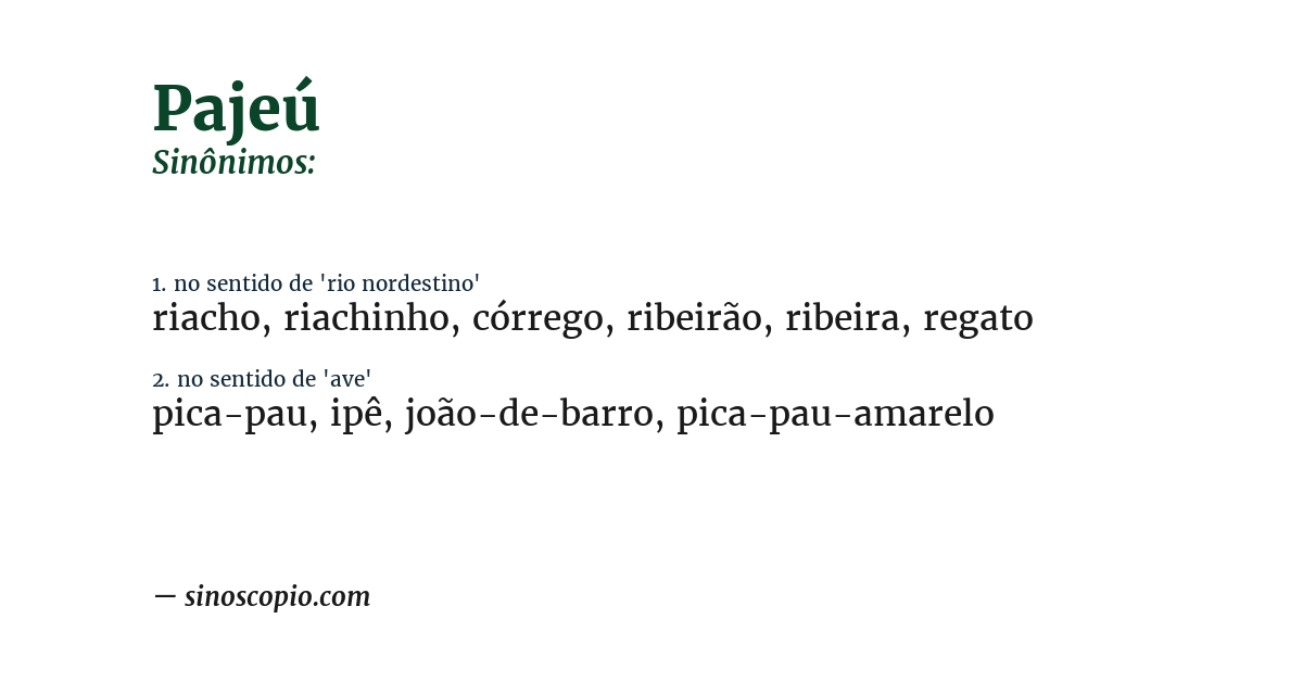 Sinônimo de pajeú
