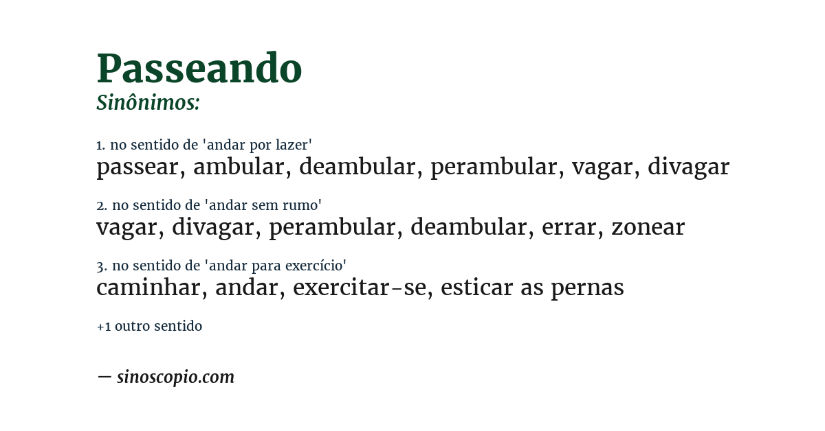 Sinônimo de passeando