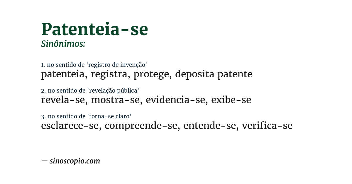 Sinônimo de patenteia-se