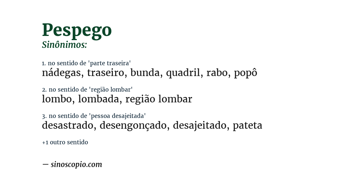 Sinônimo de pespego