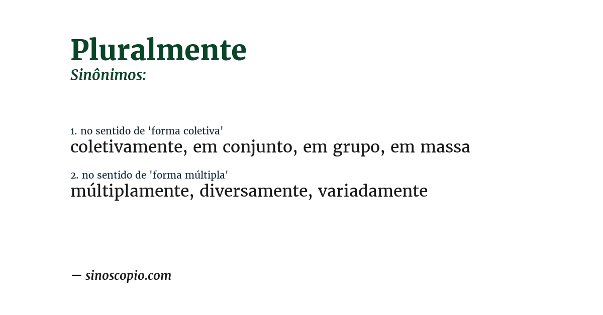 Sinônimo de pluralmente