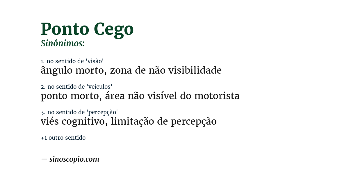 Sinônimo de ponto cego
