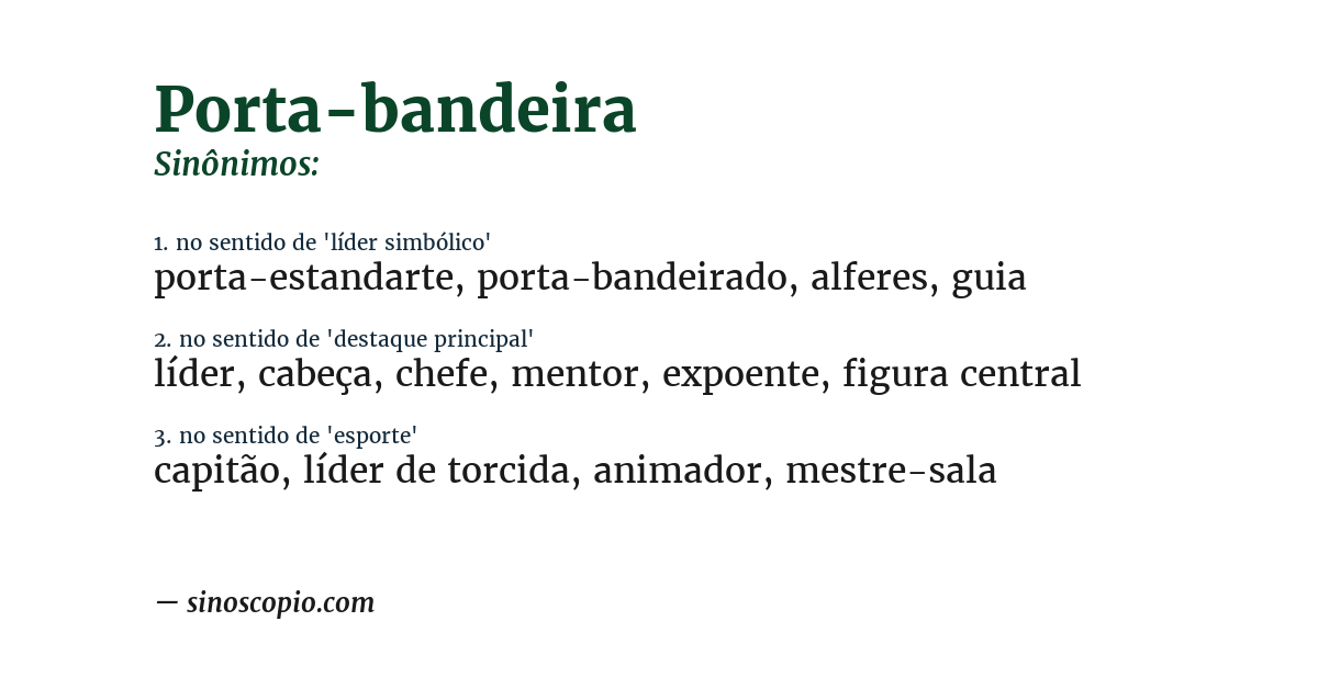 Sinônimo de porta-bandeira