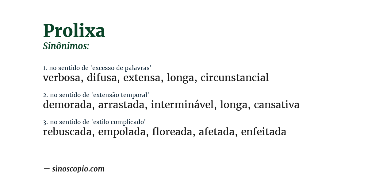 Sinônimo de prolixa