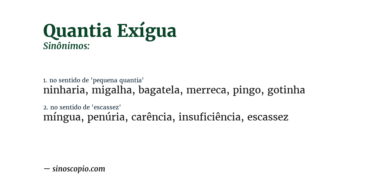 Sinônimo de quantia exígua