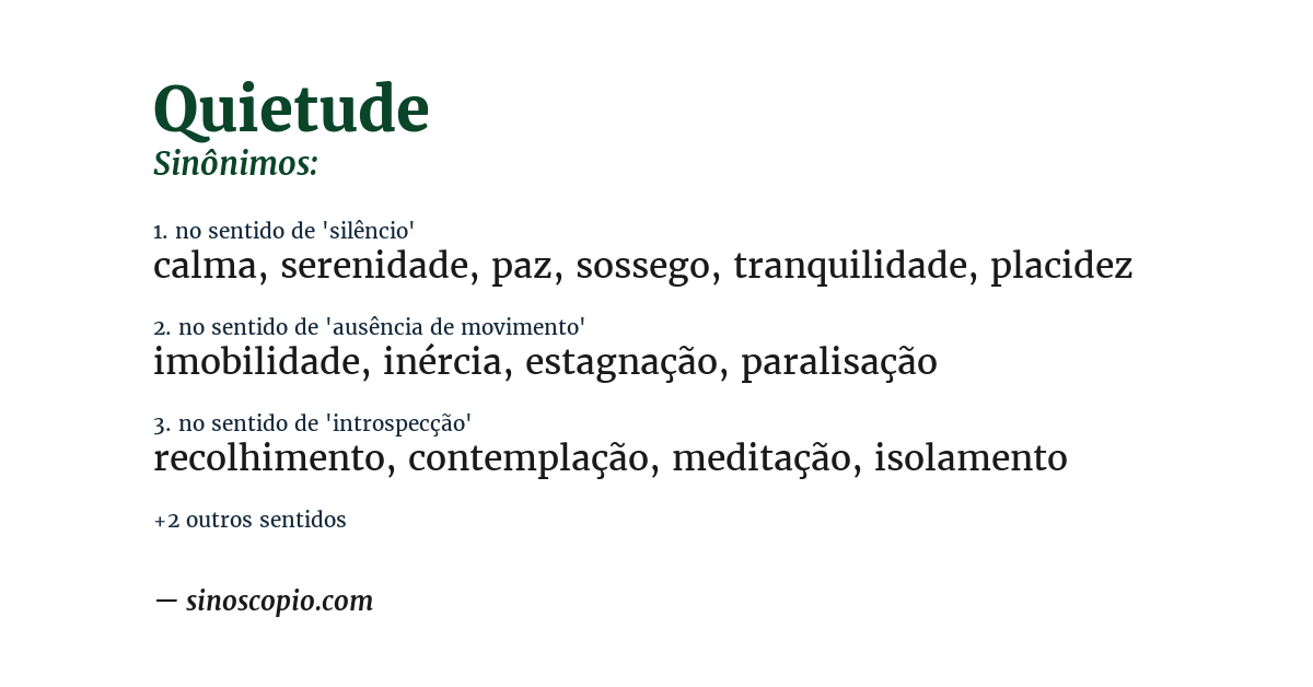 Sinônimo de quietude