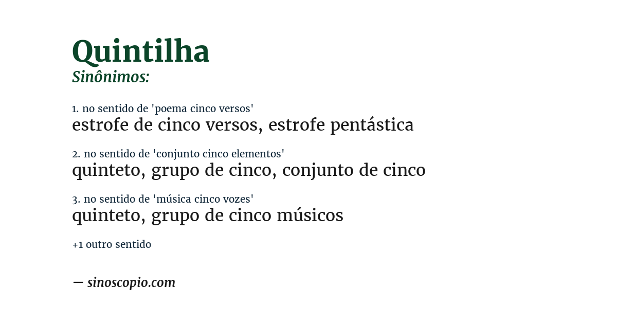 Sinônimo de quintilha