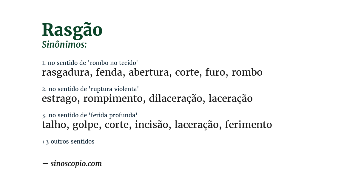 Sinônimo de rasgão