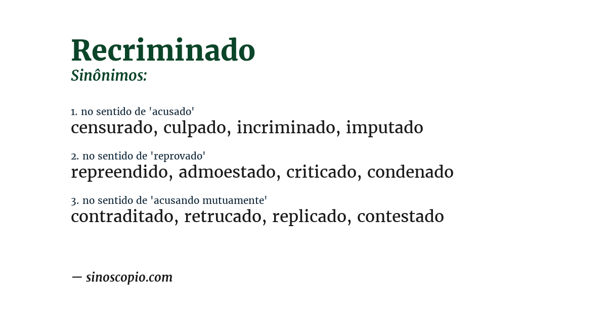 Sinônimo de recriminado