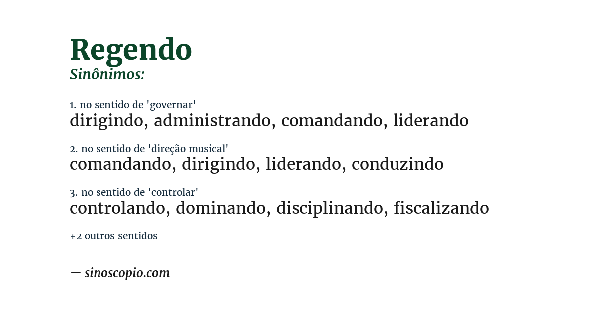 Sinônimo de regendo