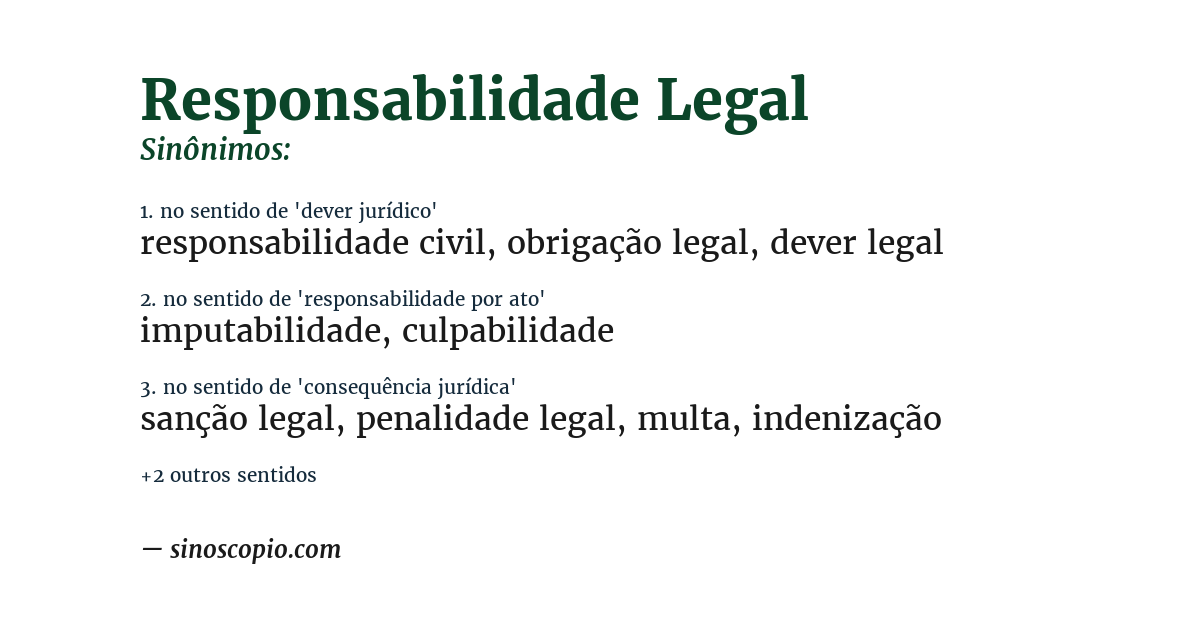 Sinônimo de responsabilidade legal