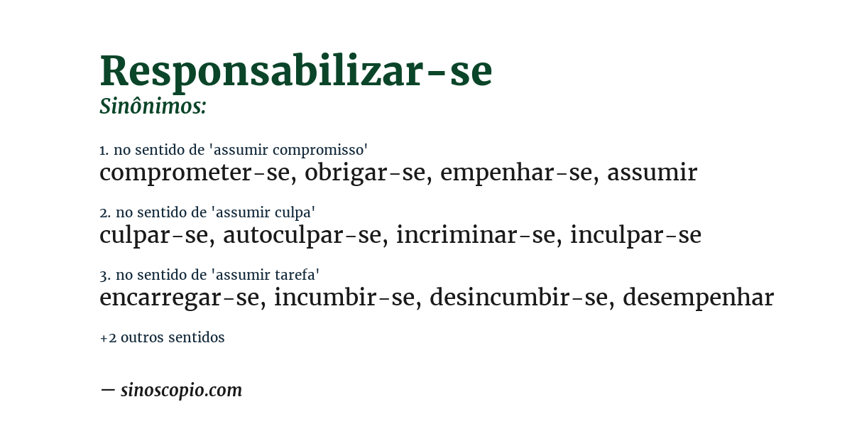 Sinônimo de responsabilizar-se