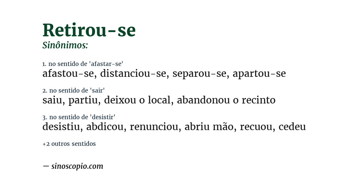 Sinônimo de retirou-se