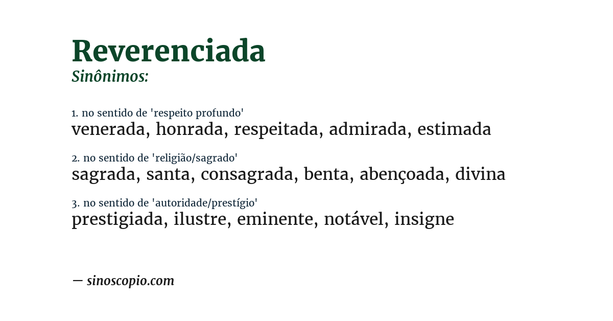 Sinônimo de reverenciada