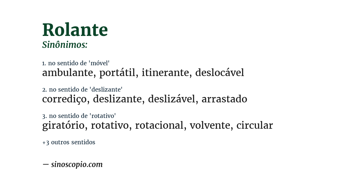 Sinônimo de rolante
