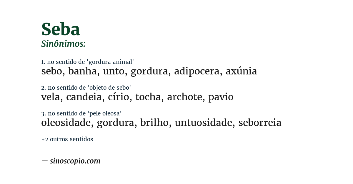 Sinônimo de seba