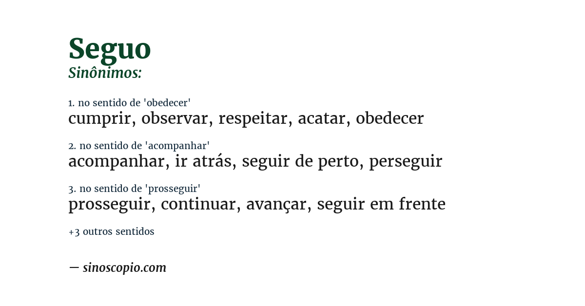 Sinônimo de seguo