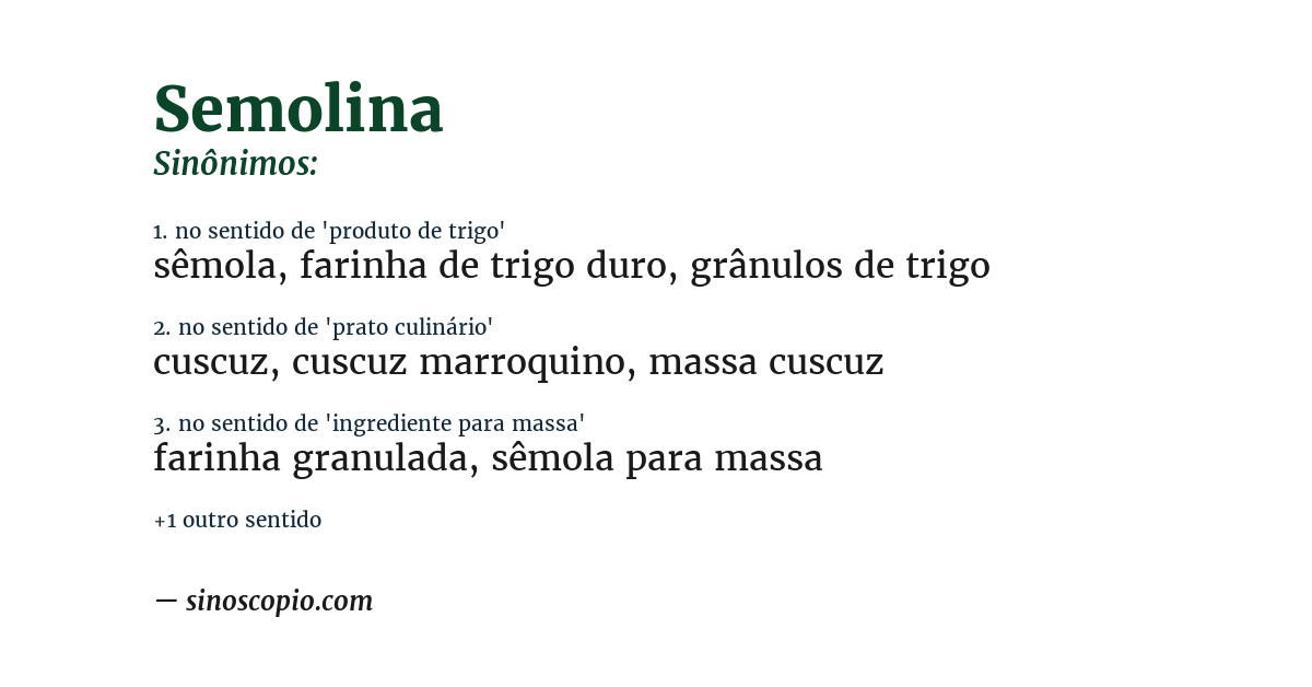 Sinônimo de semolina