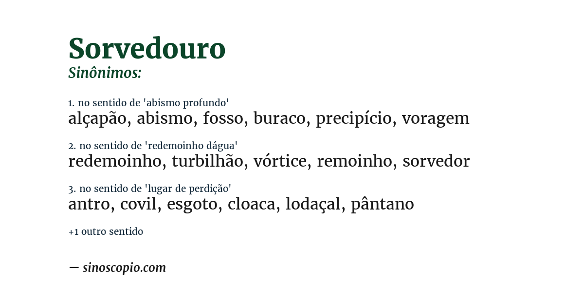 Sinônimo de sorvedouro