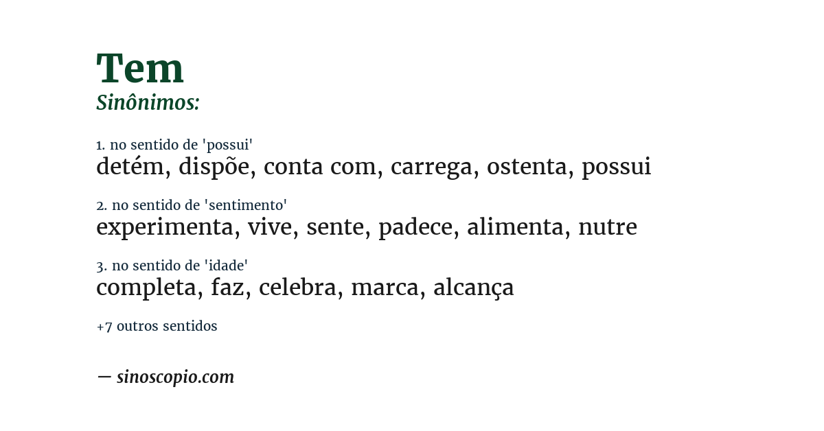 Sinônimo de tem