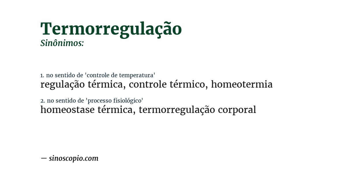 Sinônimo de termorregulação