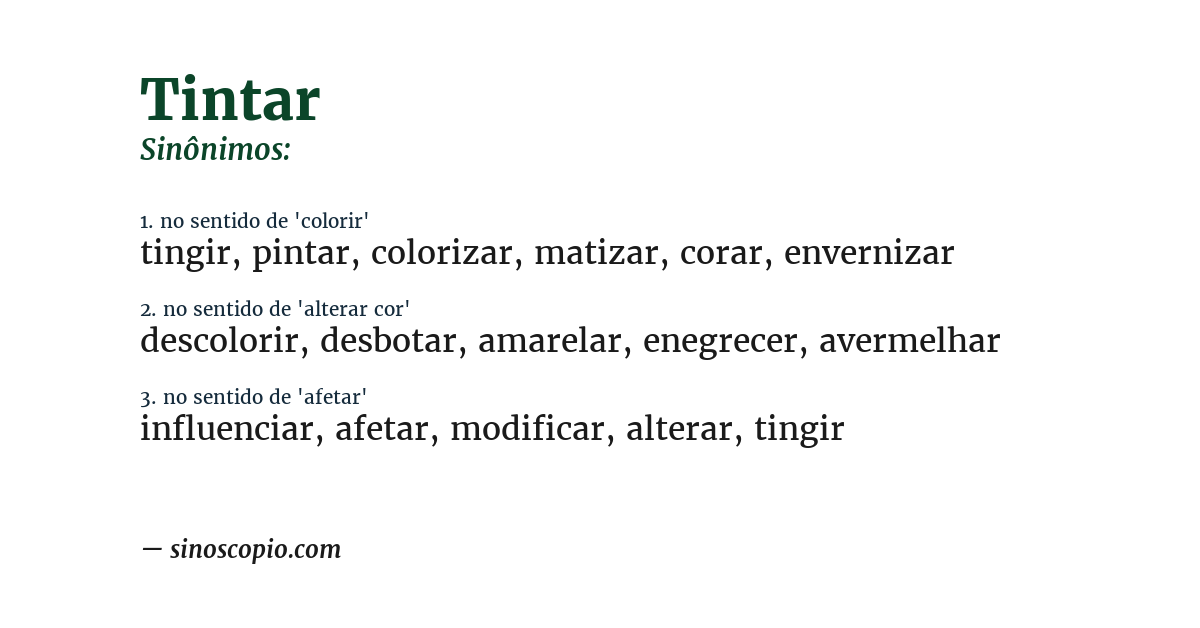 Sinônimo de tintar