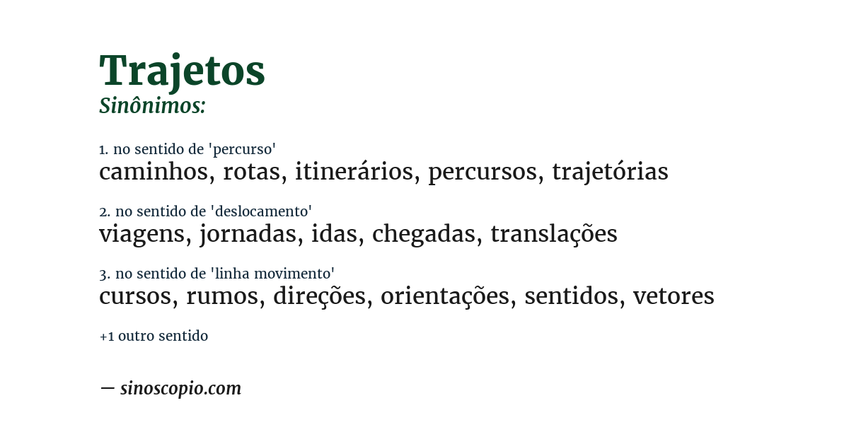 Sinônimo de trajetos