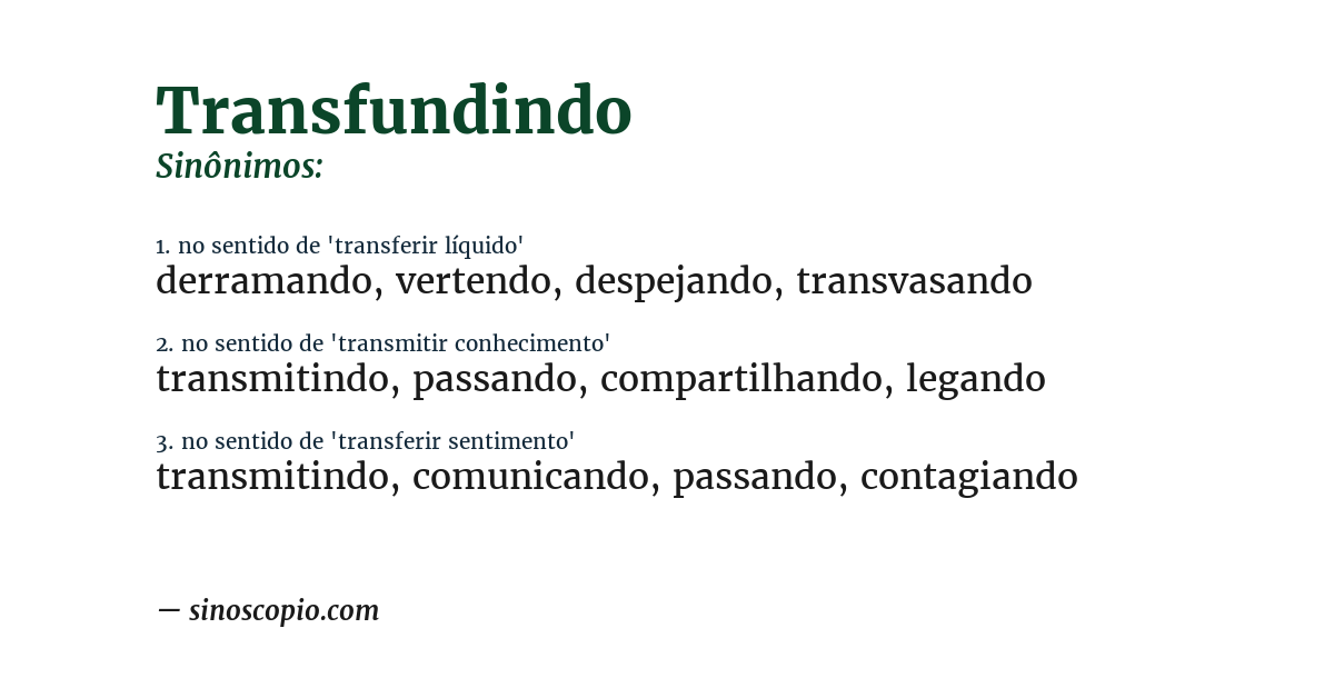 Sinônimo de transfundindo