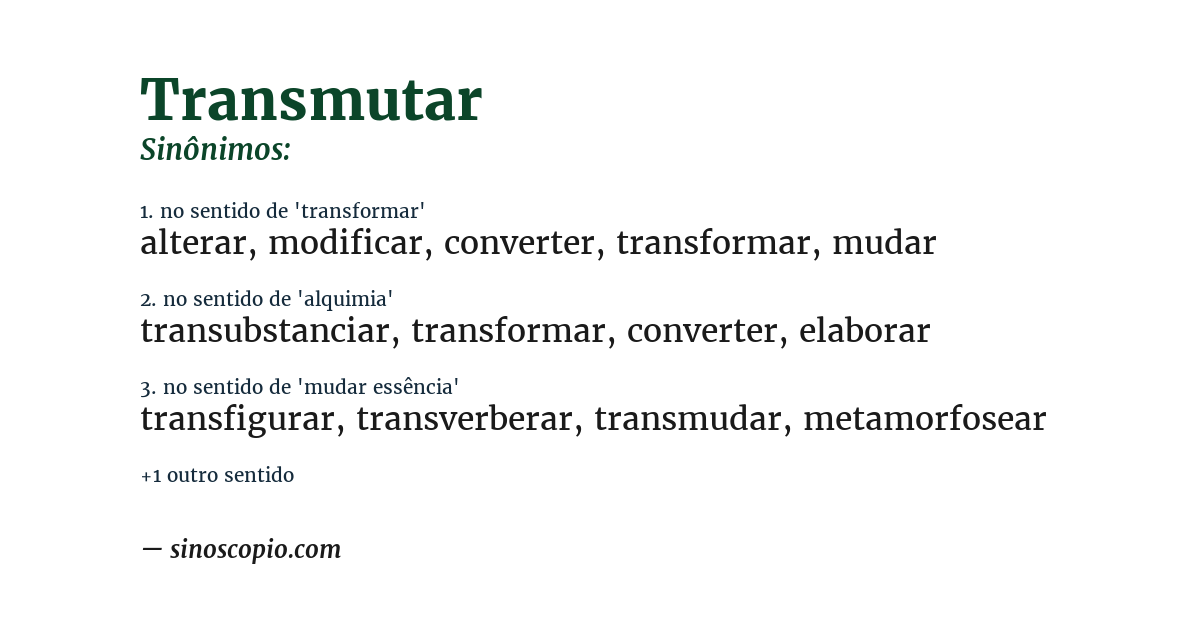 Sinônimo de transmutar