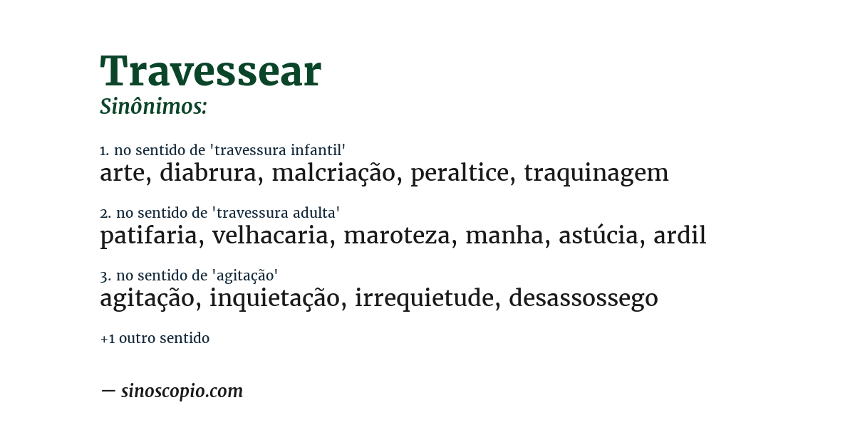 Sinônimo de travessear