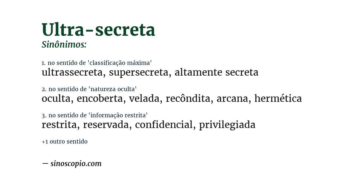 Sinônimo de ultra-secreta