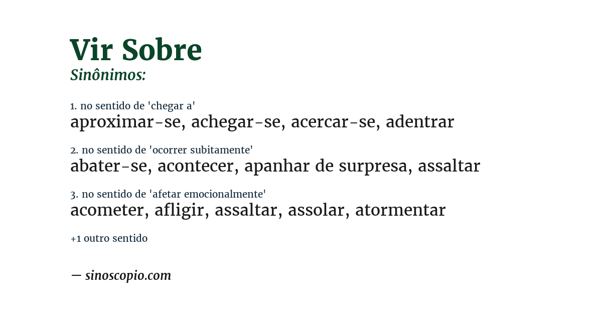 Sinônimo de vir sobre