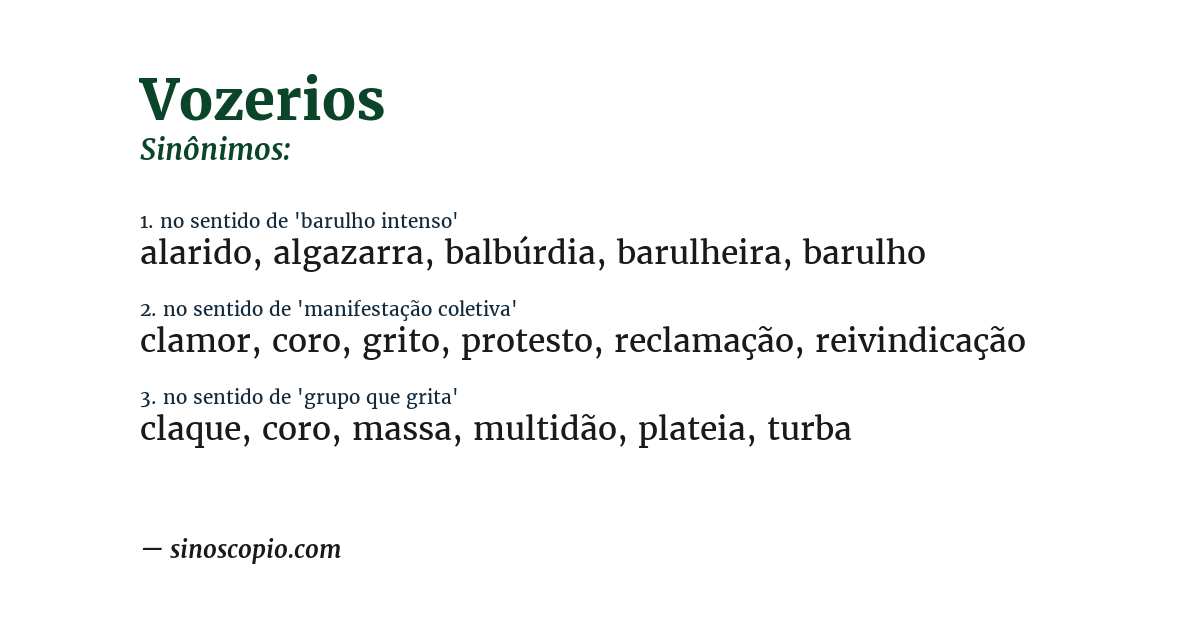 Sinônimo de vozerios