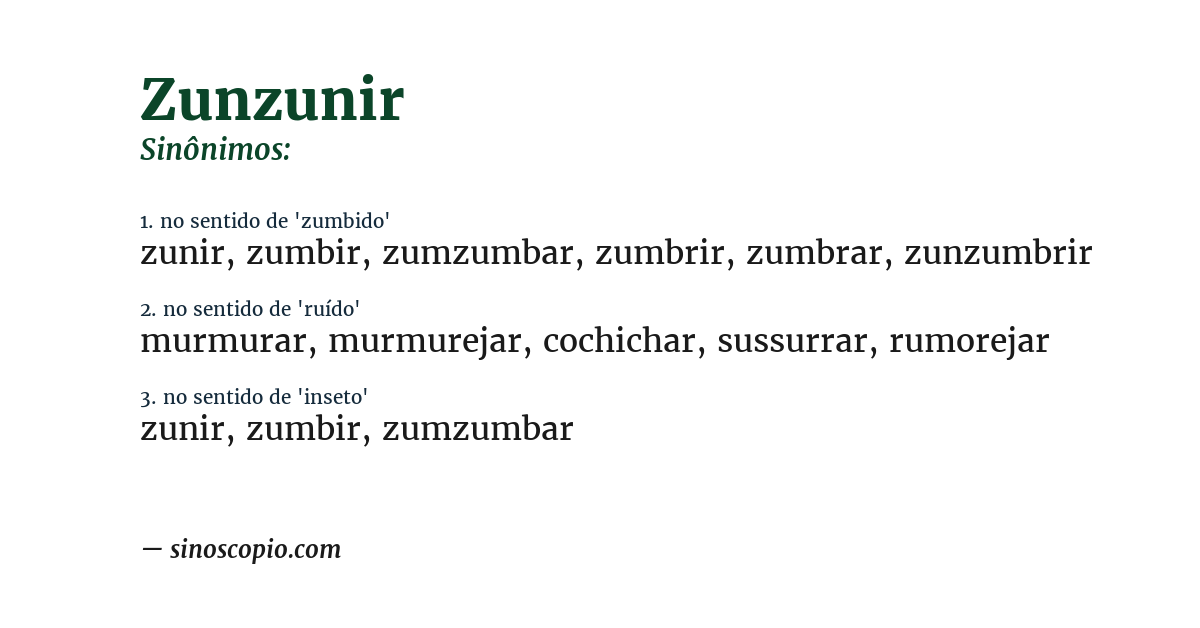 Sinônimo de zunzunir