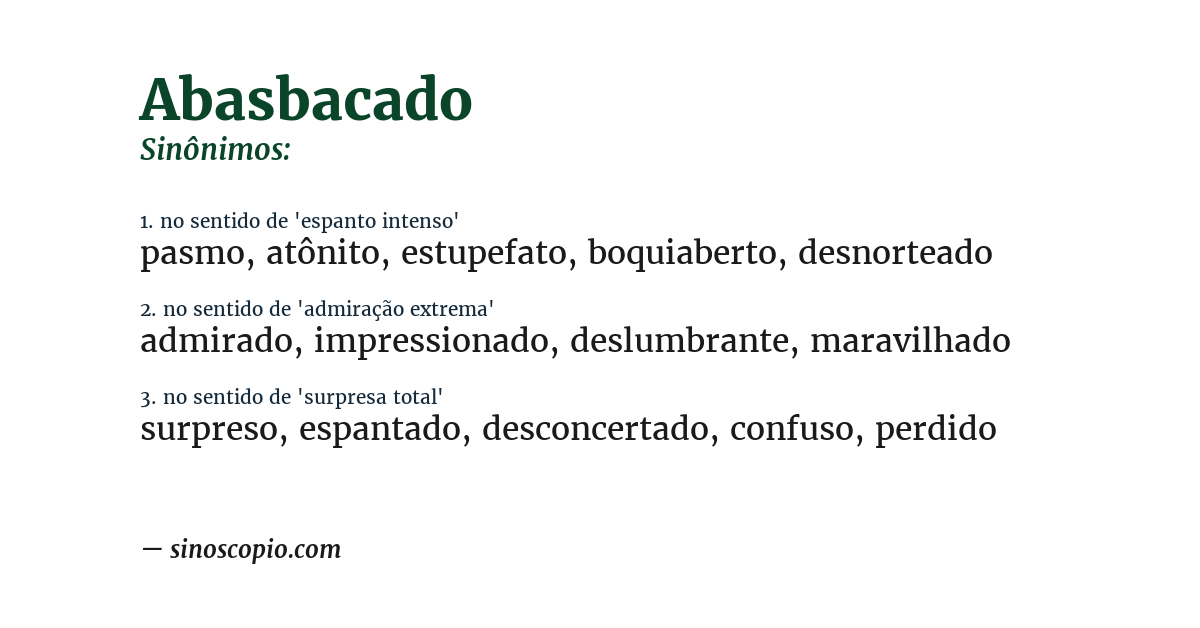 Sinônimo de abasbacado