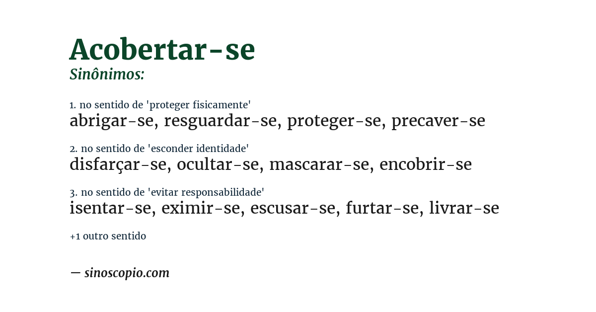 Sinônimo de acobertar-se