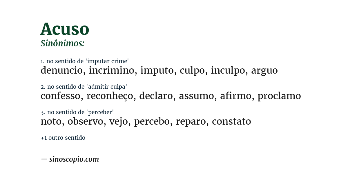 Sinônimo de acuso