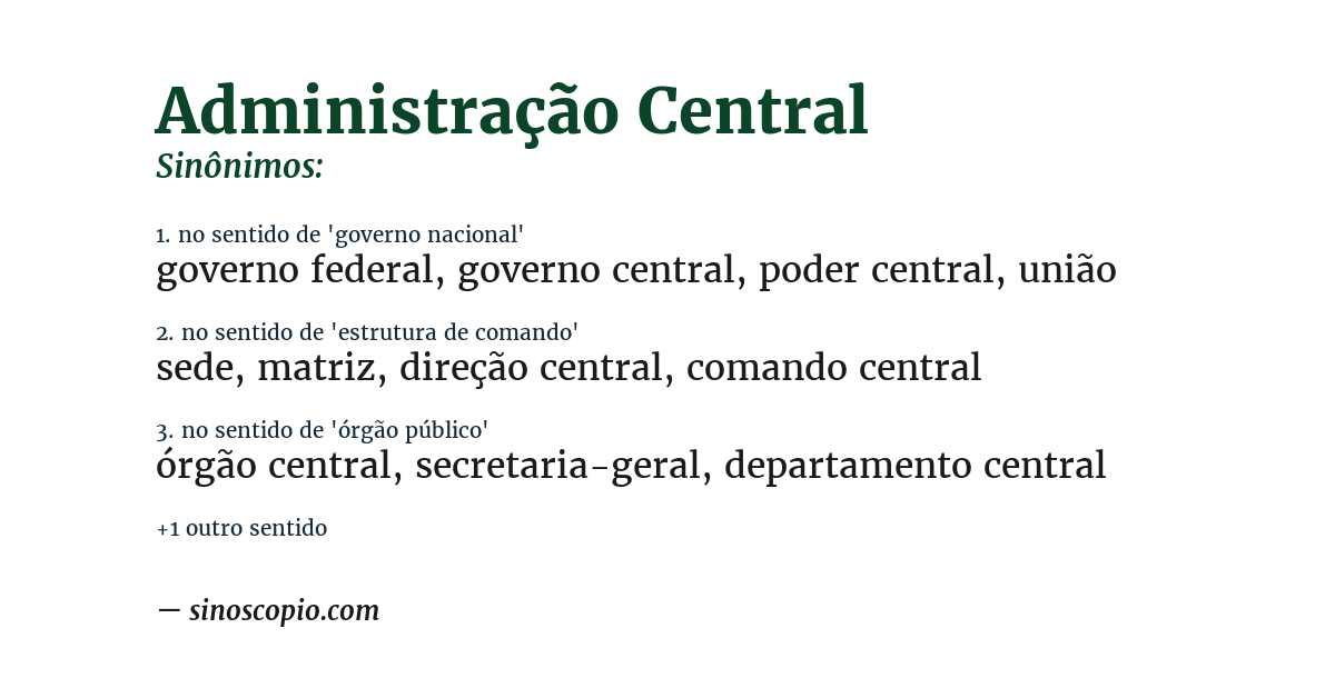 Sinônimo de administração central