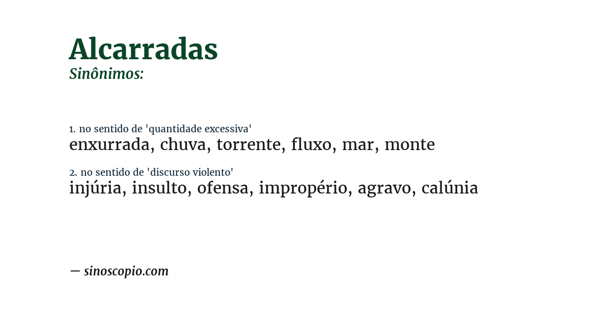 Sinônimo de alcarradas