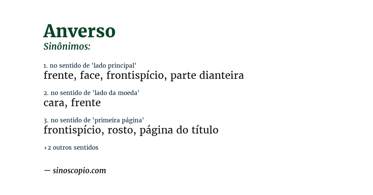 Sinônimo de anverso