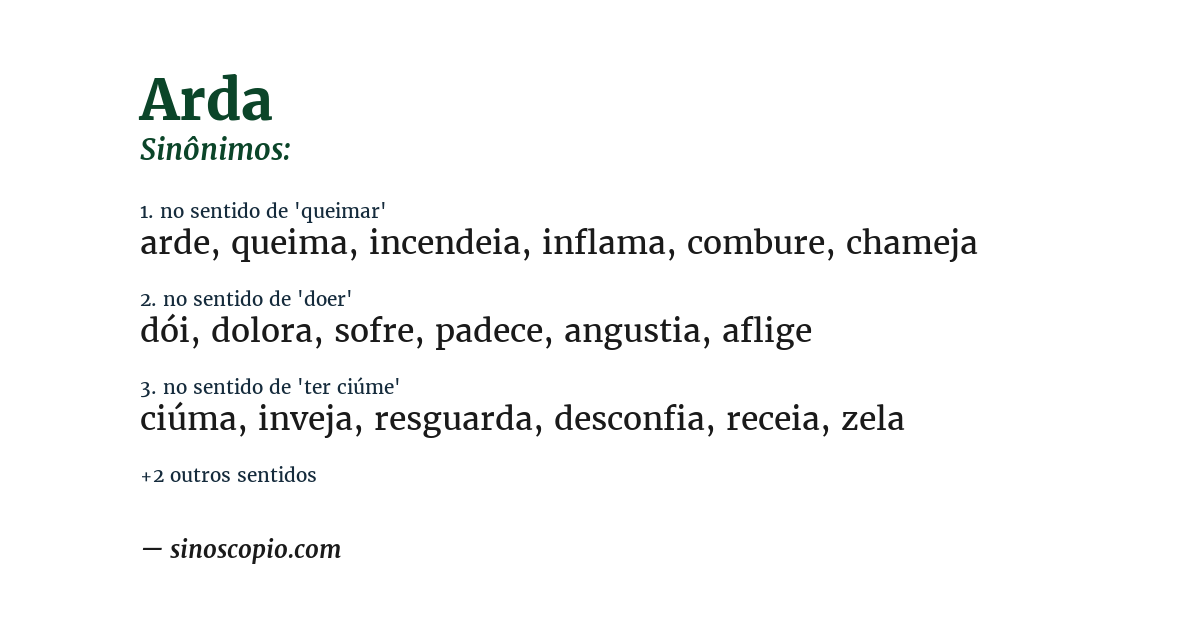 Sinônimo de arda