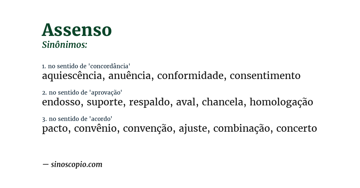 Sinônimo de assenso