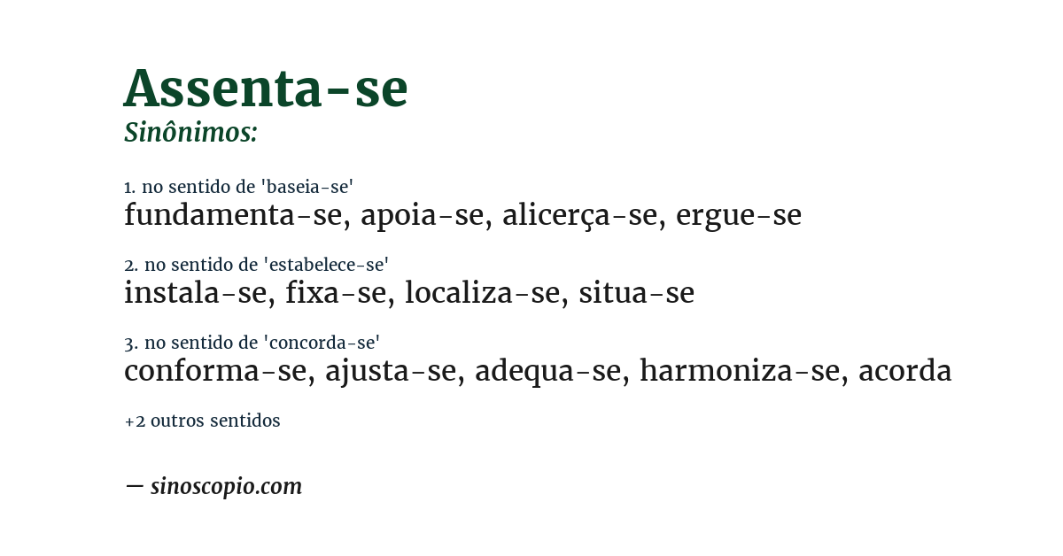 Sinônimo de assenta-se