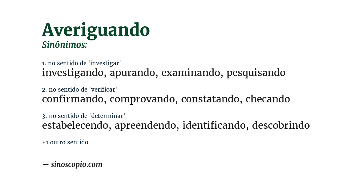 Sinônimo de averiguando