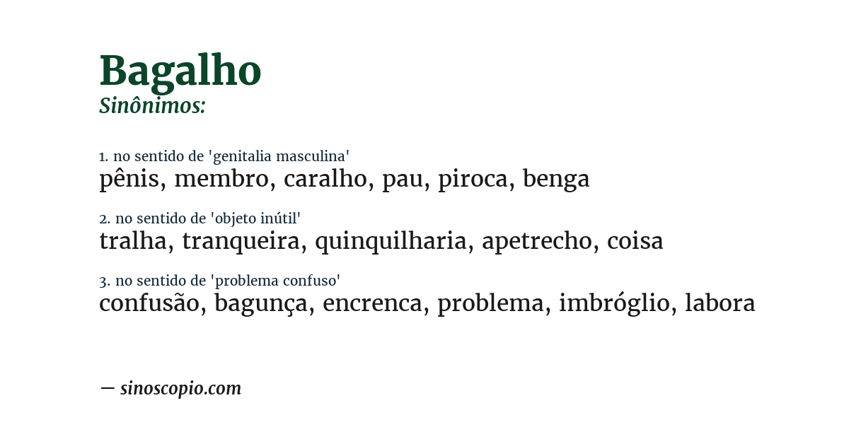 Sinônimo de bagalho