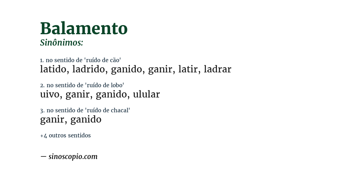 Sinônimo de balamento