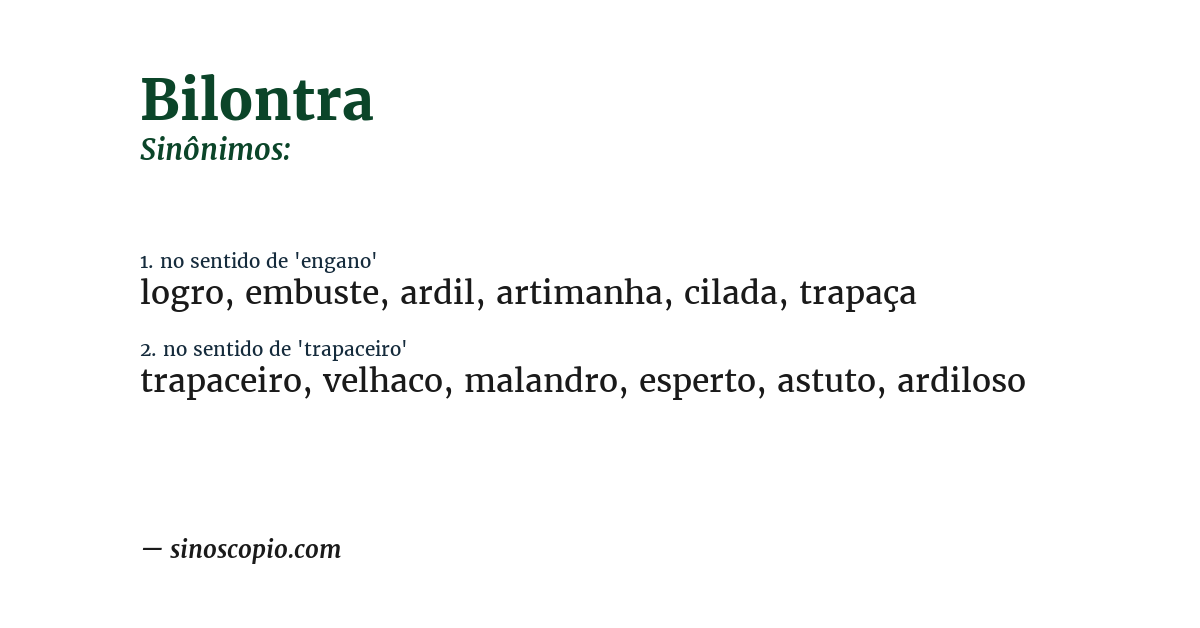 Sinônimo de bilontra