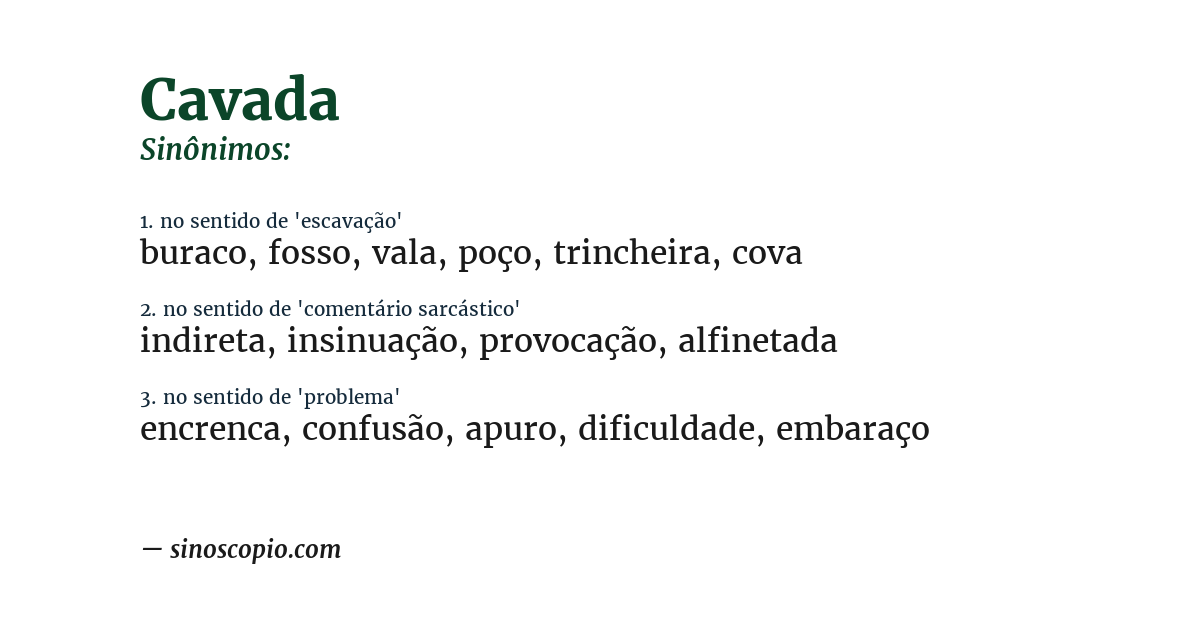 Sinônimo de cavada