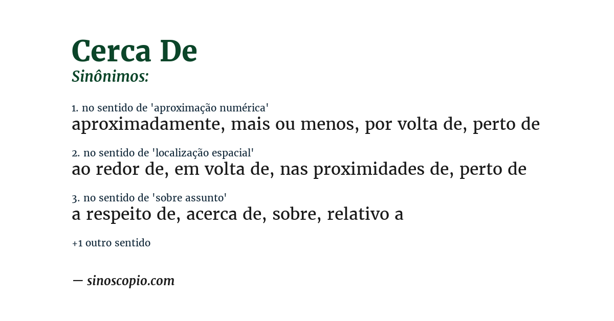 Sinônimo de cerca de
