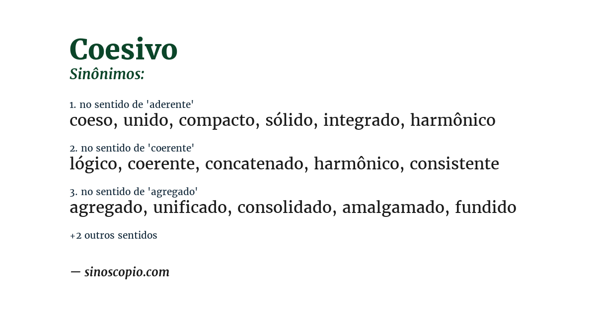 Sinônimo de coesivo